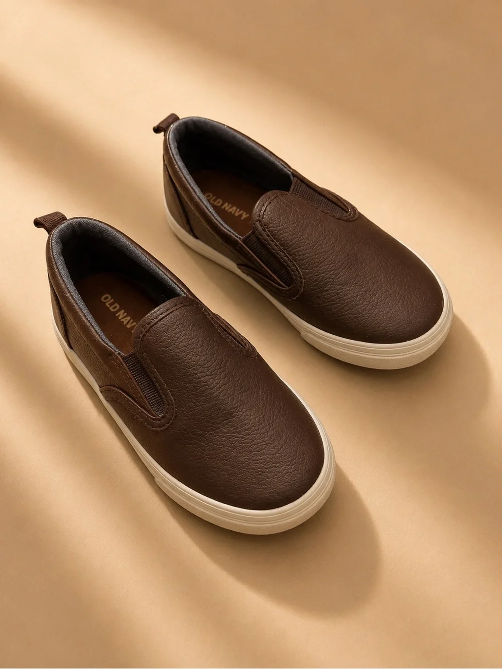 Old Navy Brown Slip-On Sneakers Toddler Size 9 Faux Leather Casual School Shoes